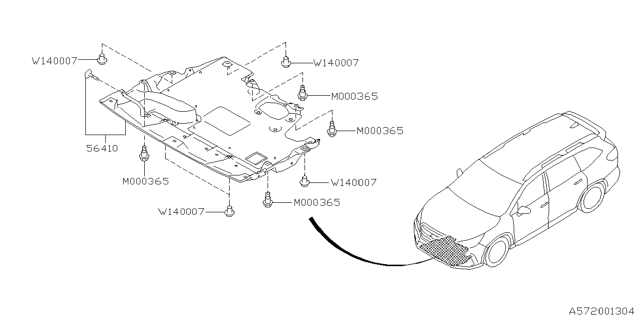 Subaru 56410XC00A Under Cover Com Front