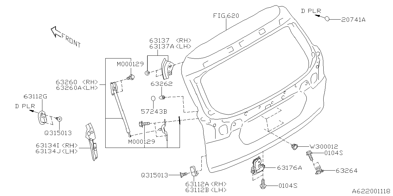 Subaru 63134XC00A Cover Rear Gate RH