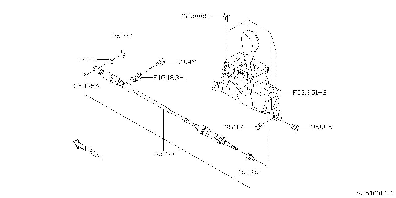 Subaru 35150XC00A Select Lever Cable Assembly