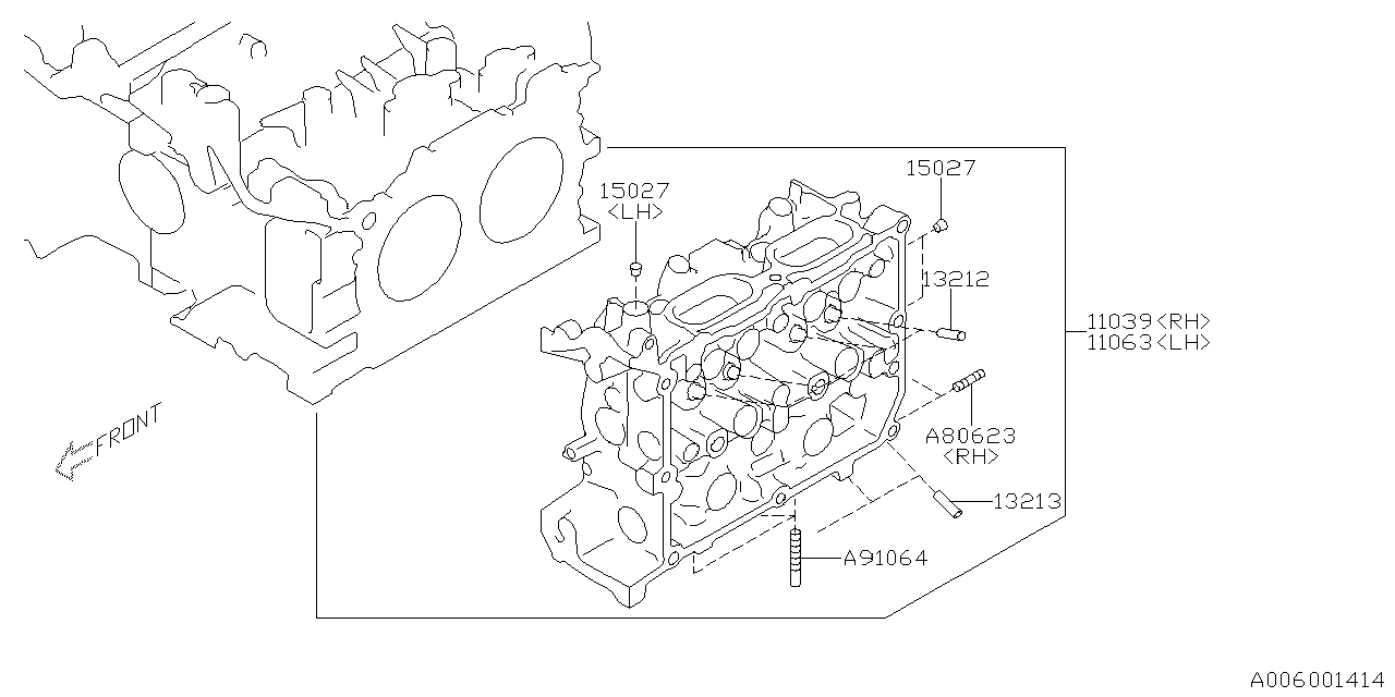 Subaru 11063AB97A Cylinder Head Assembly Left