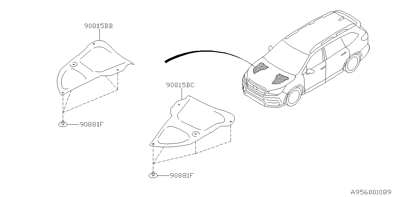 Subaru 90815XC15A INSULATOR Hood LH