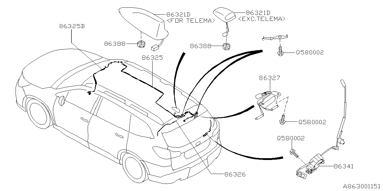 Subaru 86325XC90A Feeder Cord Assembly