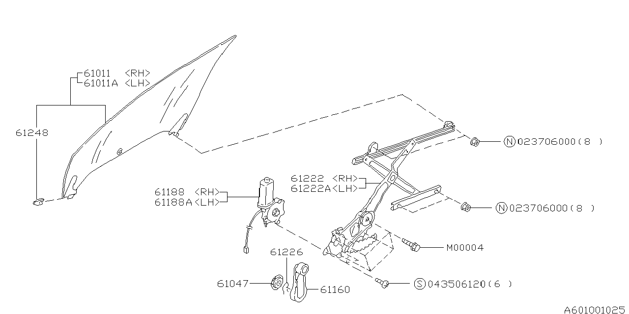 Subaru 62110KA000RA Handle Regulator