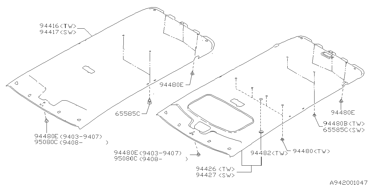 Subaru 94426AC610MS Trim Panel Sun Roof