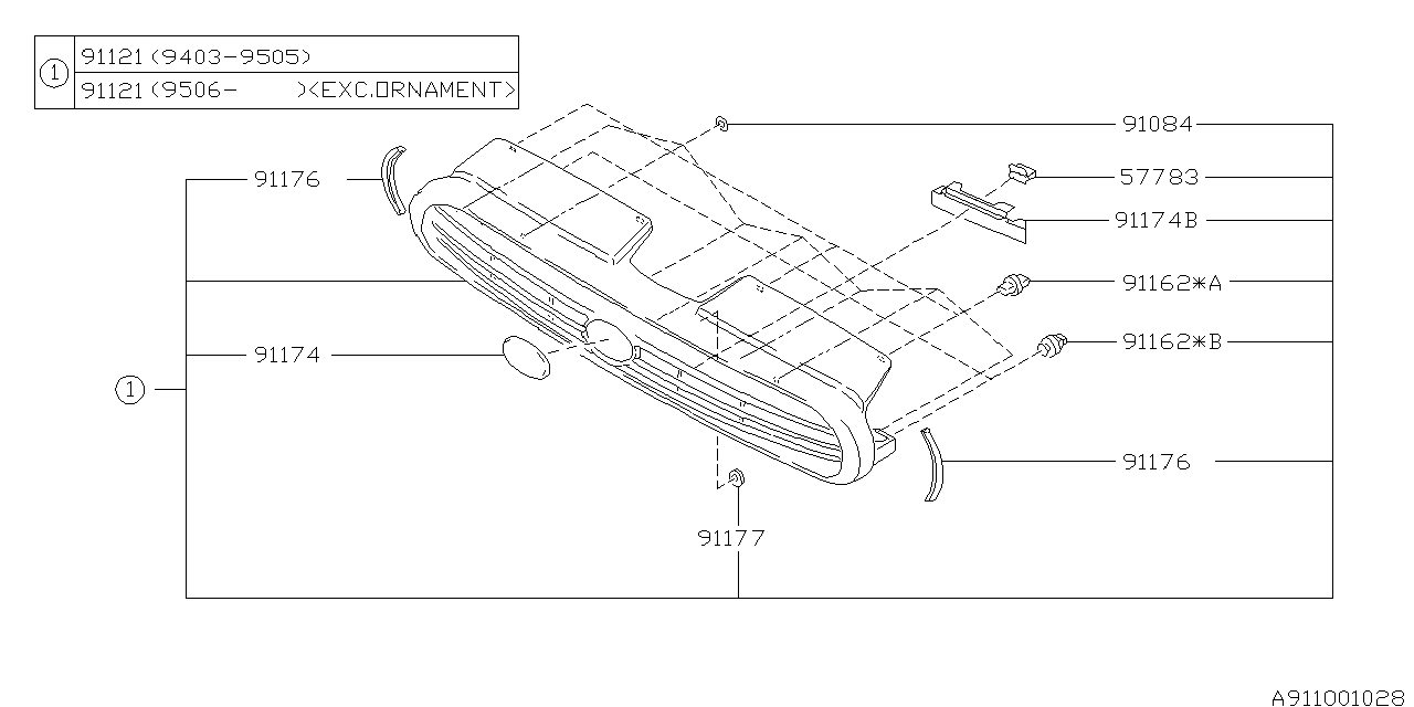 Subaru 91064AC030 SPACER Grille Side L