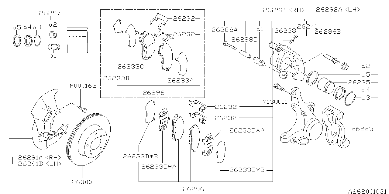 Subaru 26236AA010 CALIPER Piston Assembly