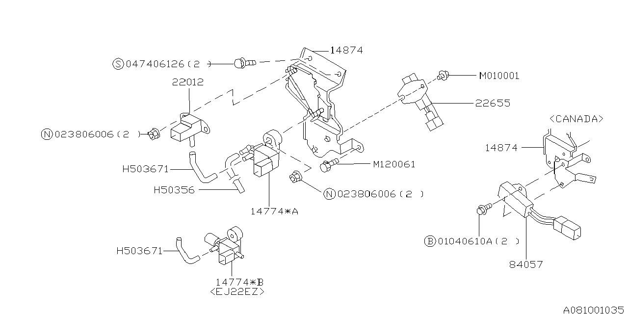 Subaru 14874AA170 SOLENOID Valve Bracket