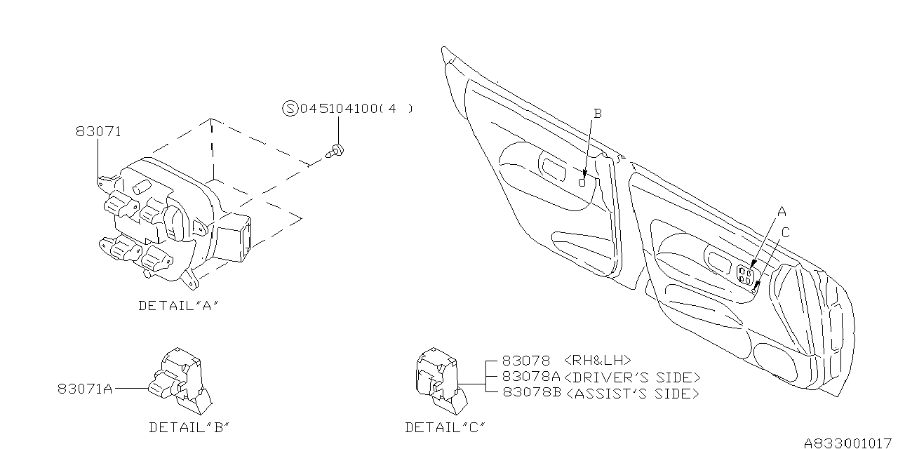 Subaru 83083AC020 Door Switch