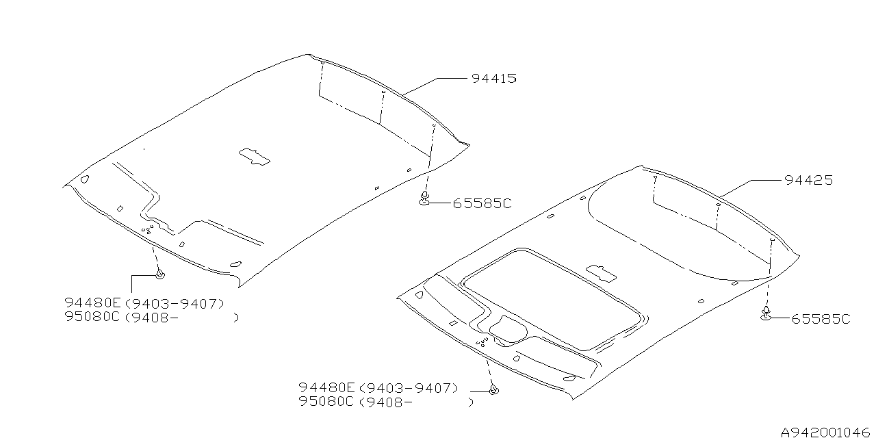 Subaru 94445AC100EP Roof Trim Panel 4D