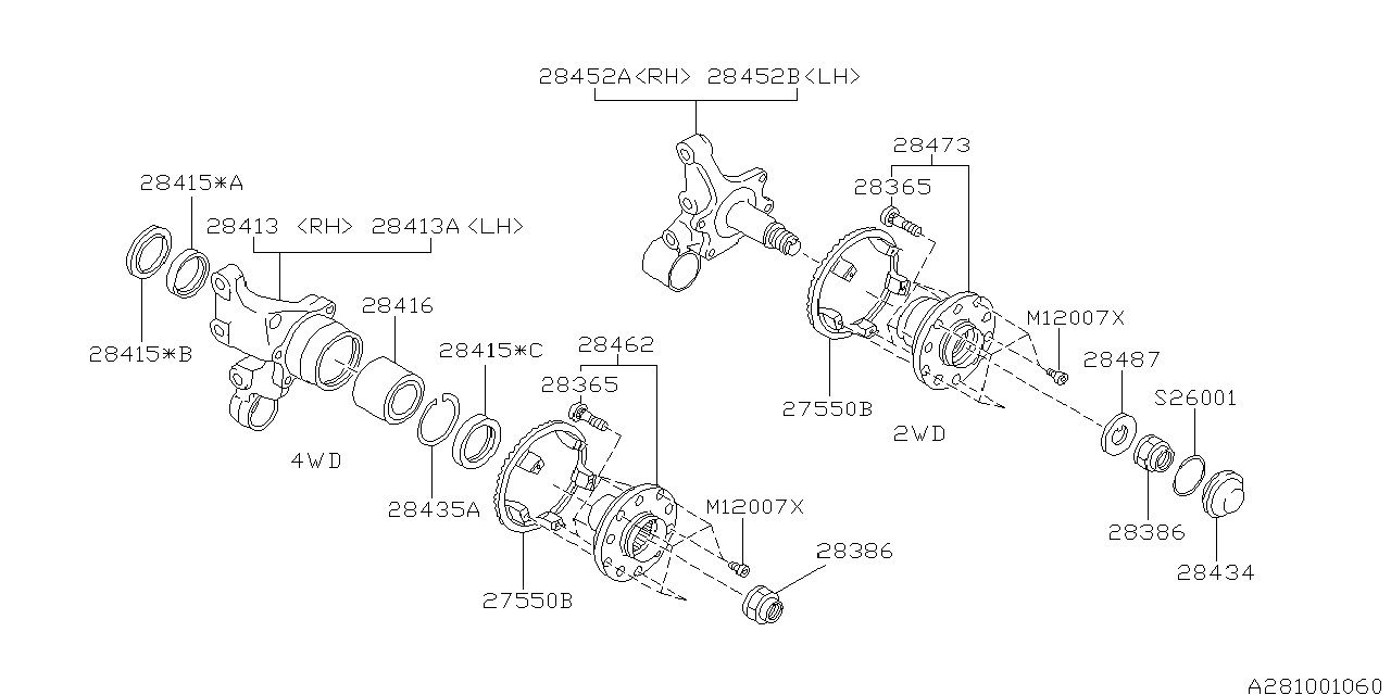 Subaru 28012AA044 Housing Rear 4WD RH