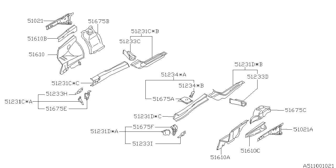 Subaru 51231AC610 Frame Side Sub RH