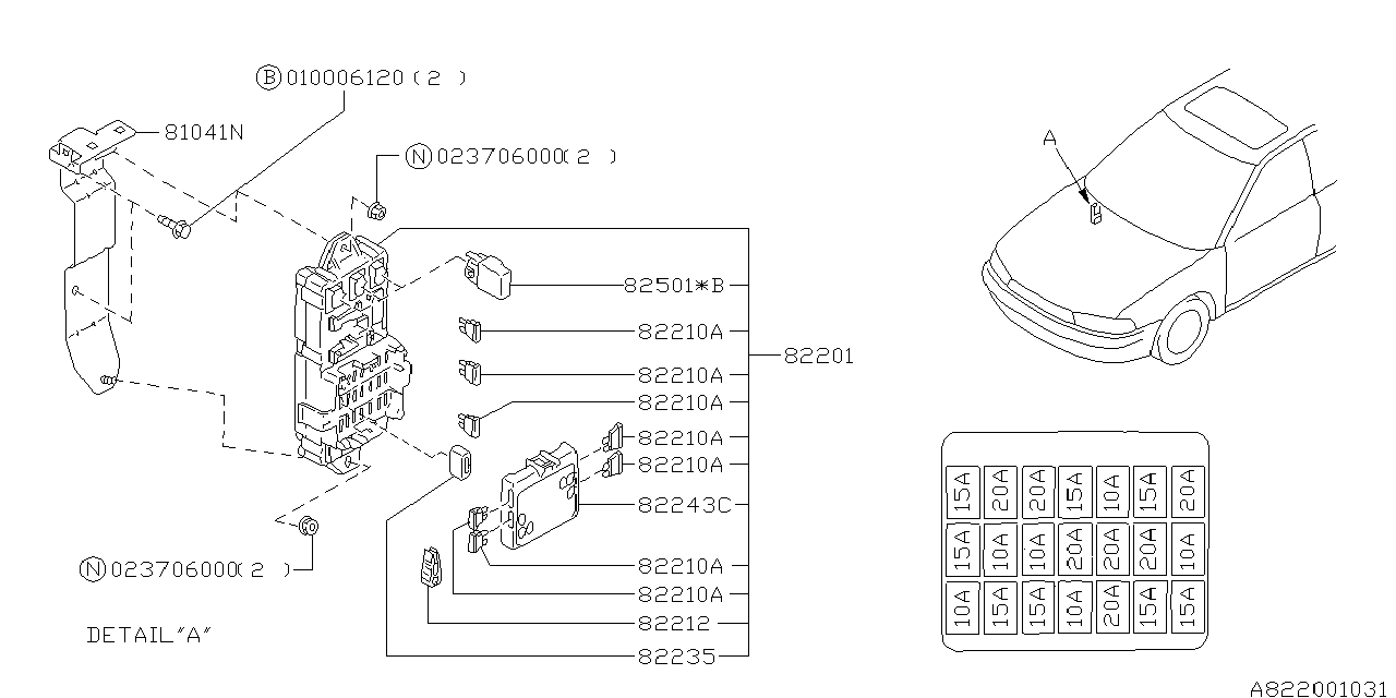 Subaru 82212AC090 Fuse Cover