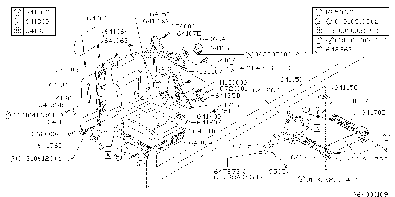 Subaru 64280AC610RA RECLINING Lever LH