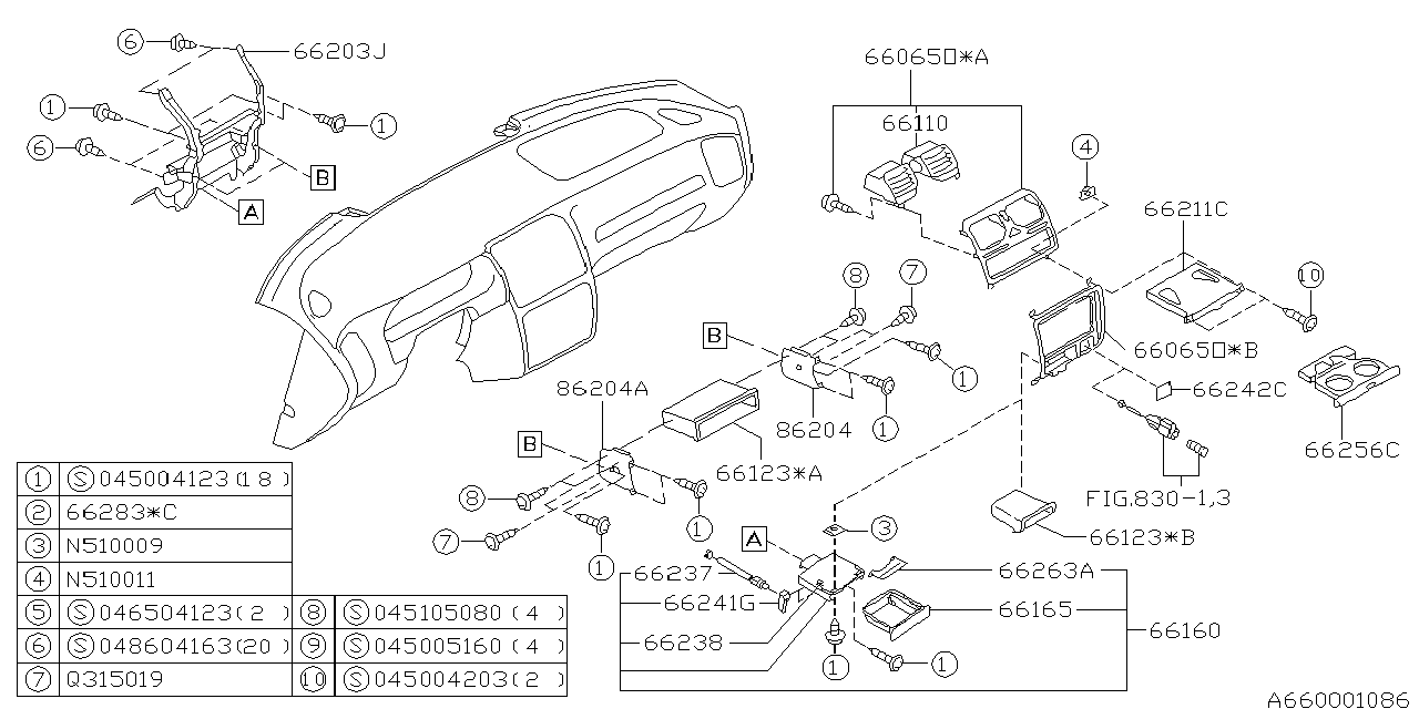 Subaru 66220AC090ML Panel Center Assembly