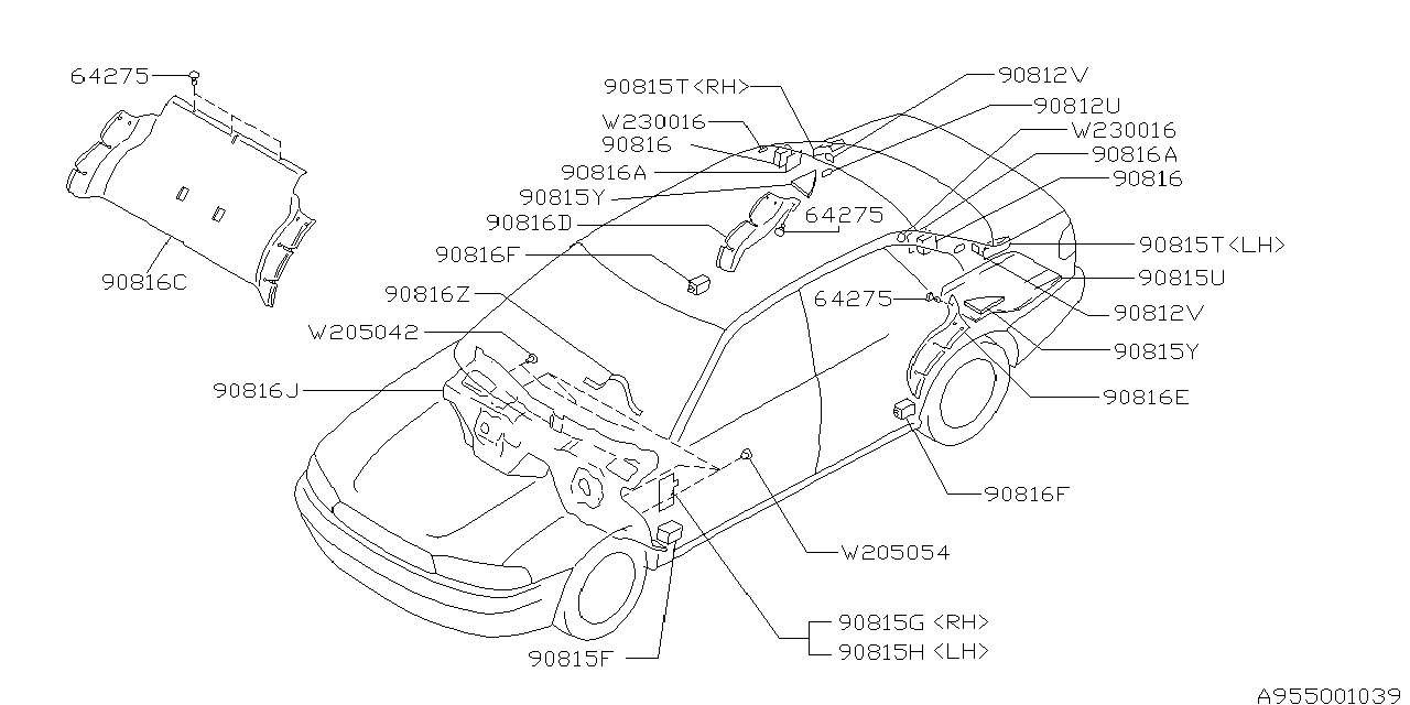 Subaru 90815AA450 INSULATOR Rear Floor