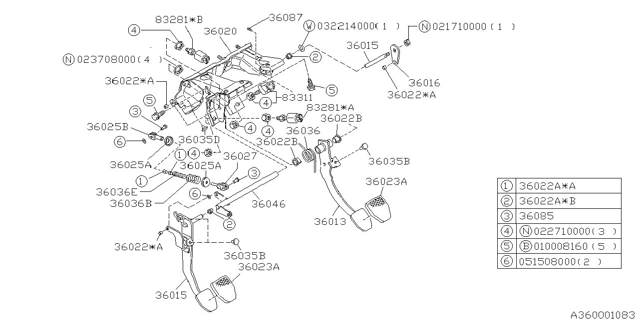 Subaru 36016AA190 Lever