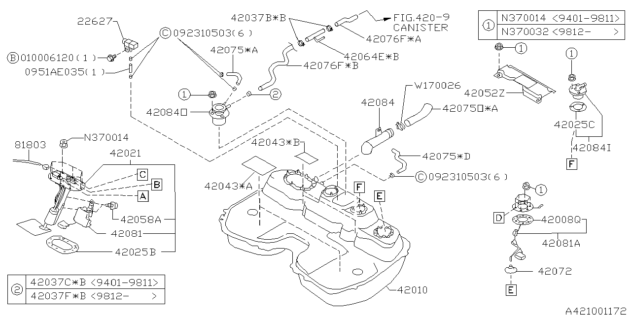 Subaru 22627AA100 Pressure Sensor