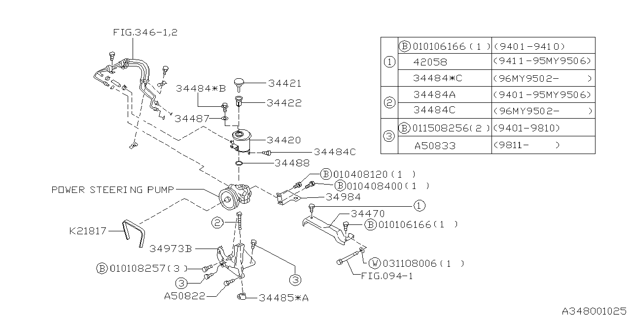 Subaru 34444AC030 P/S Pump Bracket Stay