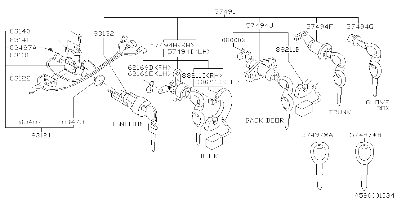 Subaru 57410AC610 Key Kit A