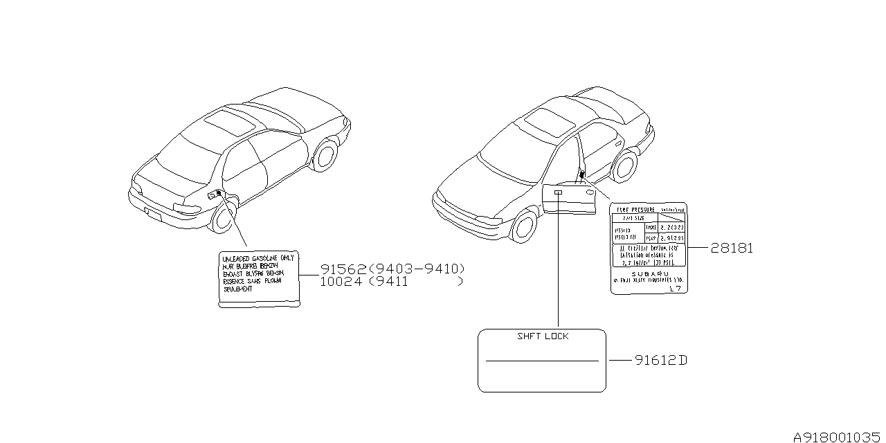 Subaru 28191AC110 Label Pressure