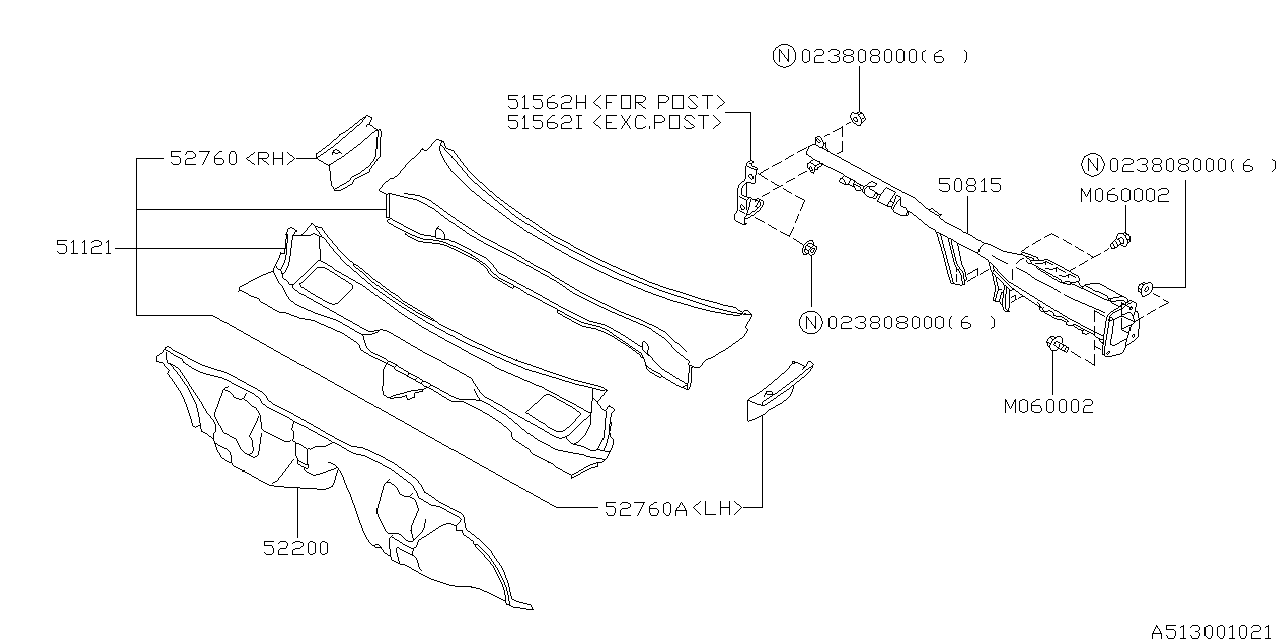 Subaru 52200AC030 Toe Board Complete