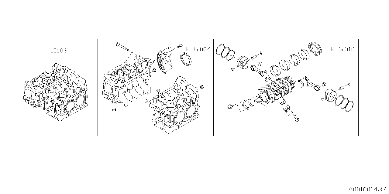 Subaru 10103AD010 Short Block Eng Ay