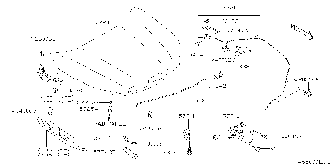 Subaru 57242SJ000 Holder Hood Stay