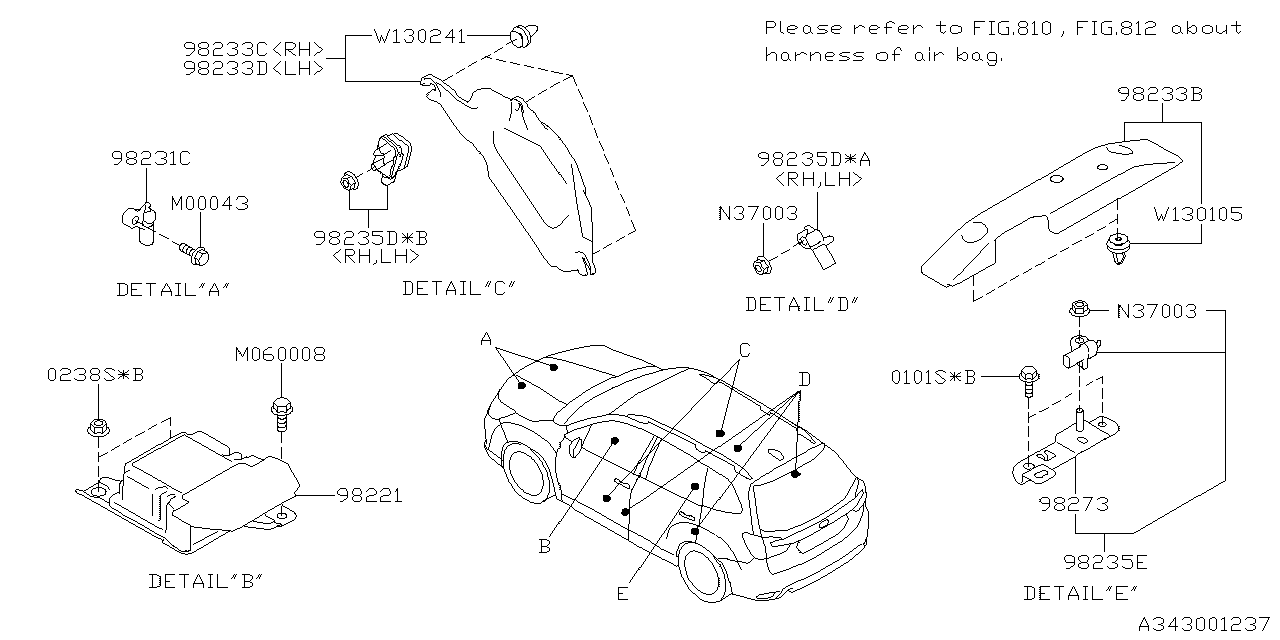 Subaru 98273SJ000 Bracket Sensor