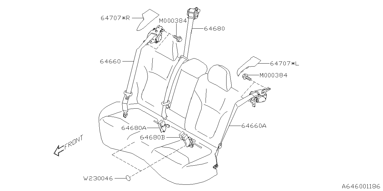 Subaru 64670SJ030VH Belt Assembly R In LH