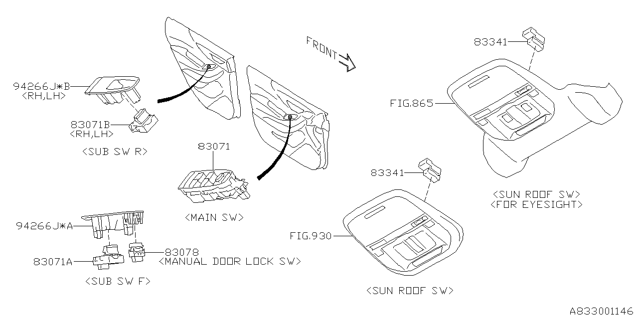 Subaru 83071SJ560 Power Master Window Switch