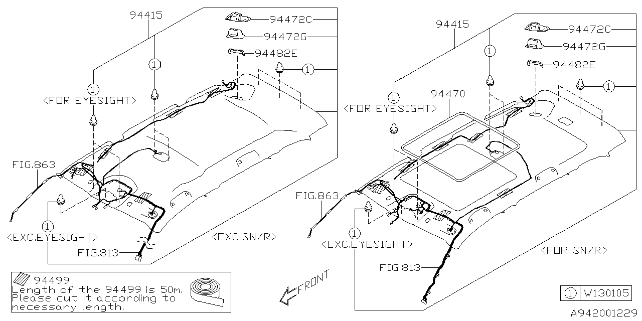 Subaru 94470SJ000ME GARNISH SUNROOF Sr