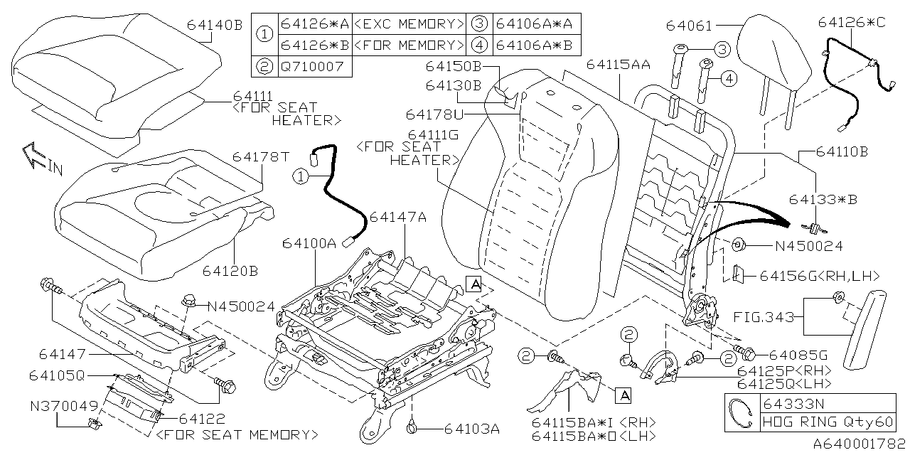 Subaru 64111SJ000 Seat HTR Unit B R