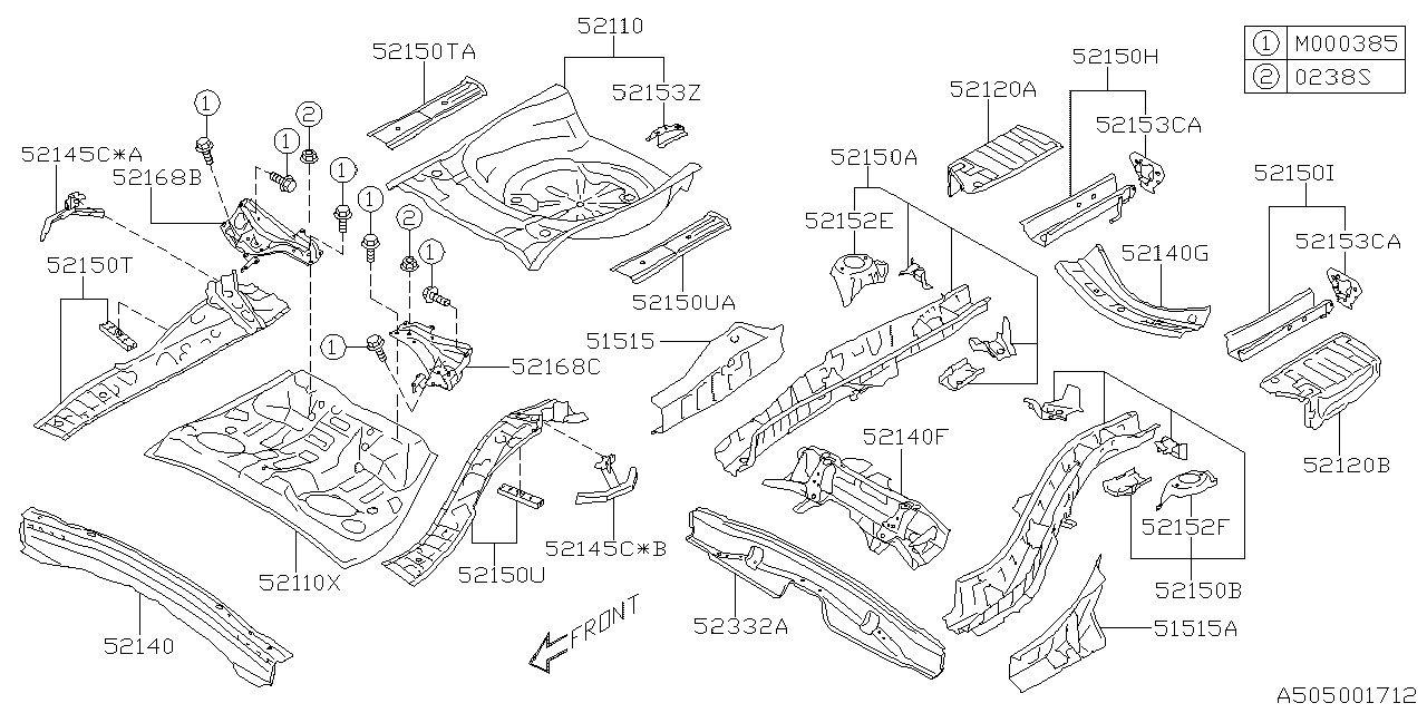 Subaru 52140SJ0109P Cross MBR A R Cp