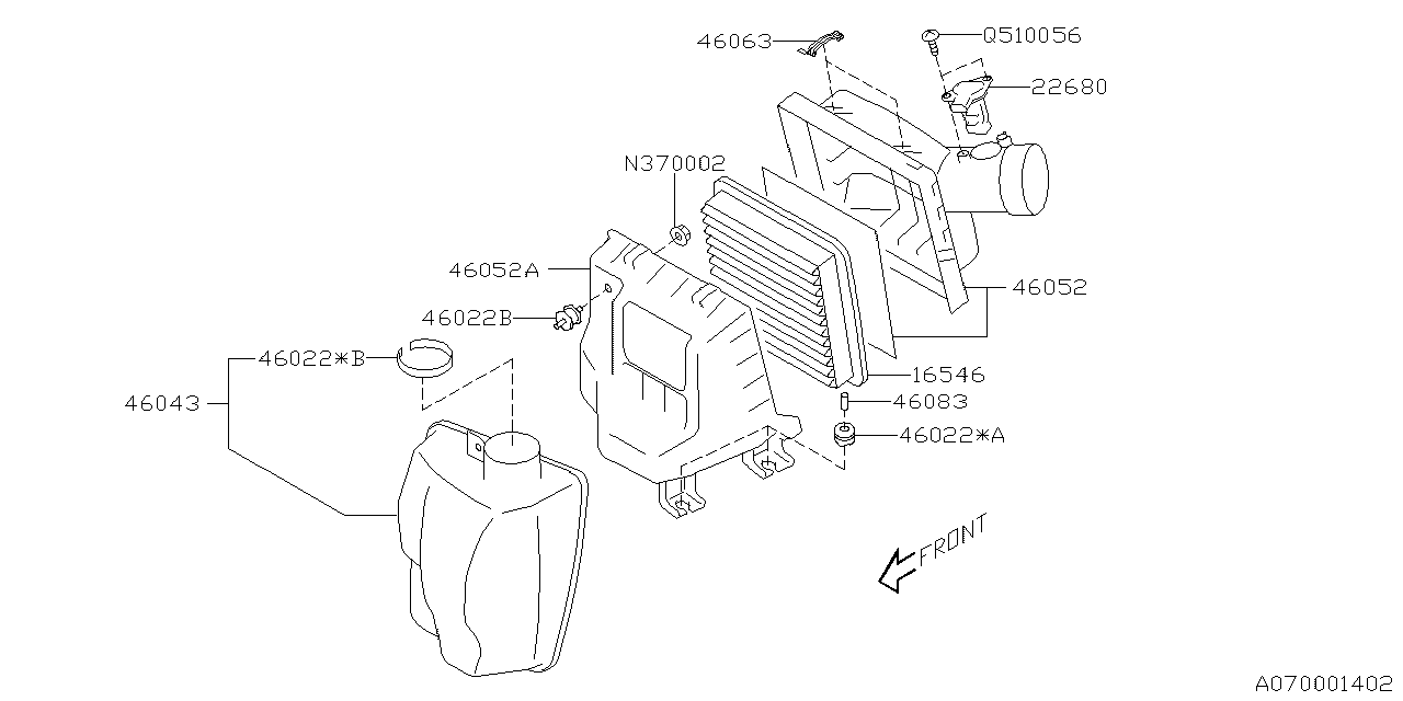 Subaru 46051SJ000 Air CLNR COMPL Up