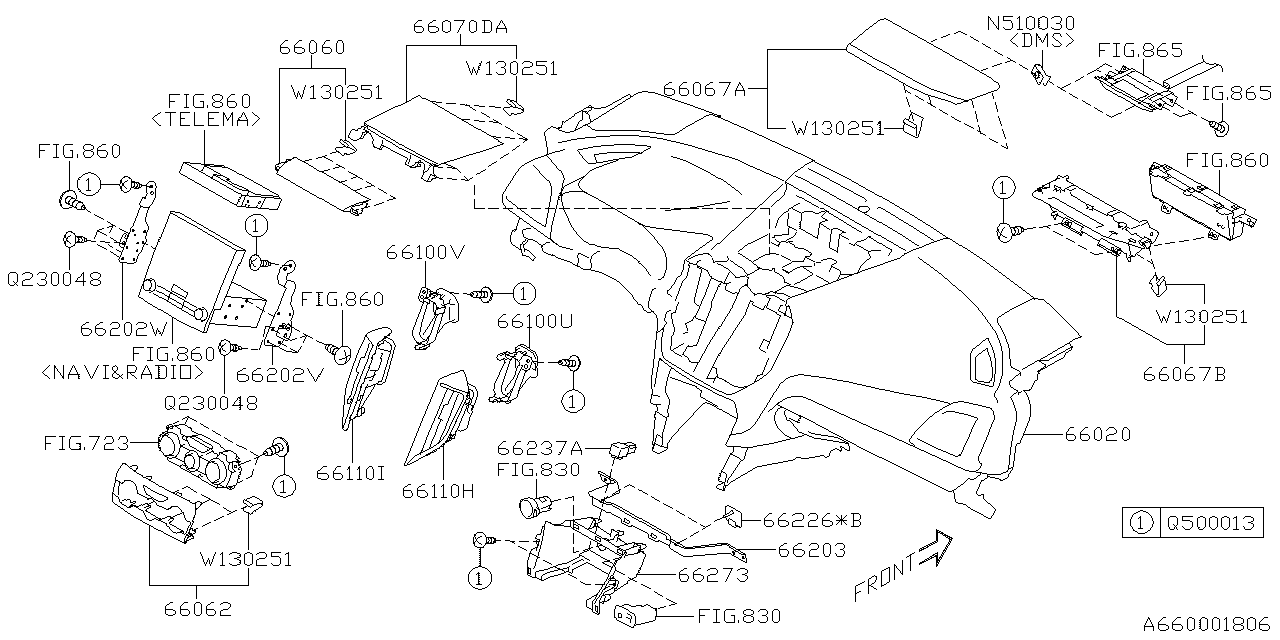 Subaru 66203FL020 Reinforcement Instrument