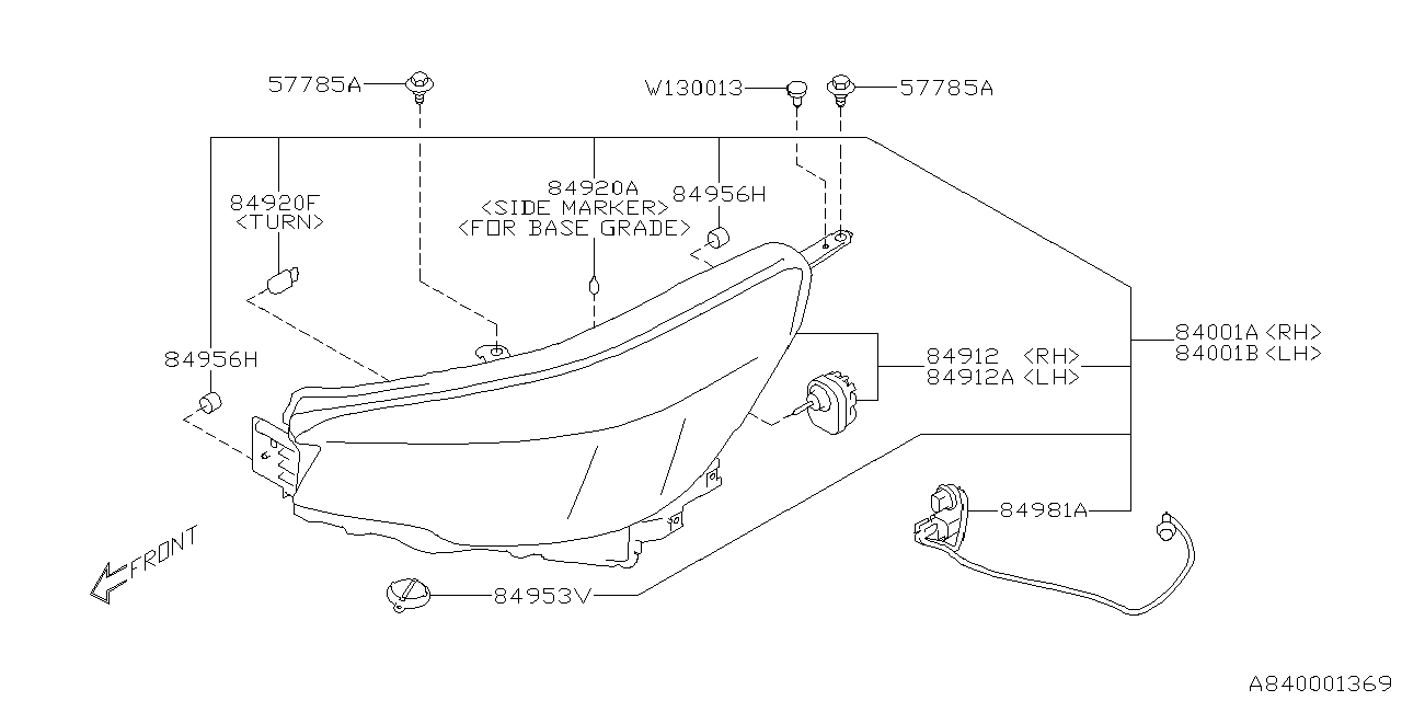 Subaru 84913SJ070 Lens Housing