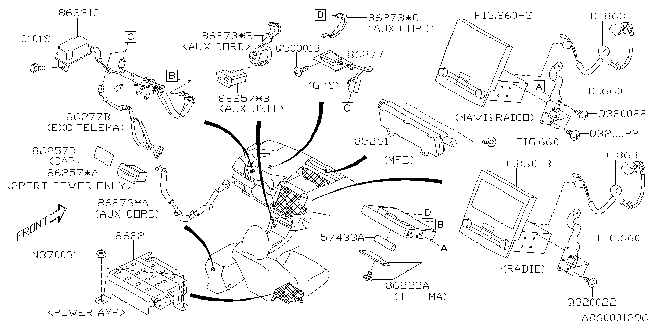 Subaru 86257VA130 Aux Unit Assembly Usb