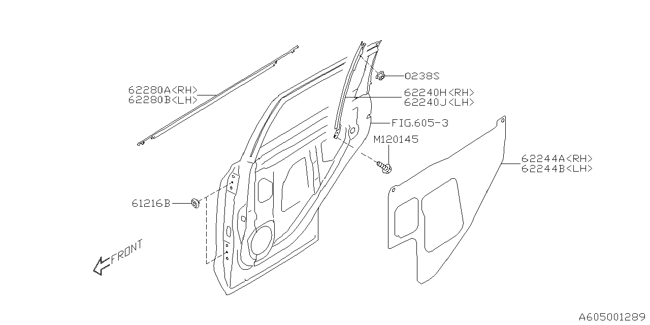 Subaru 62240SJ000 SASH Assembly Dr R LWRH