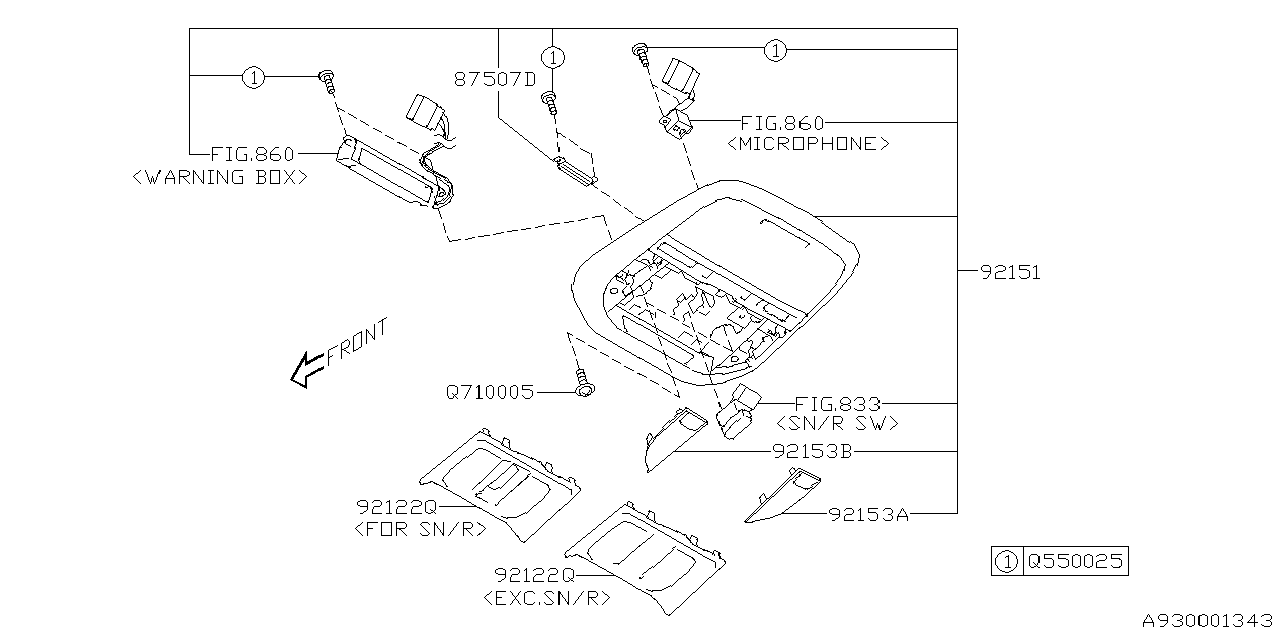 Subaru 92151SJ020ME CNSL Assembly OVR Hd Std