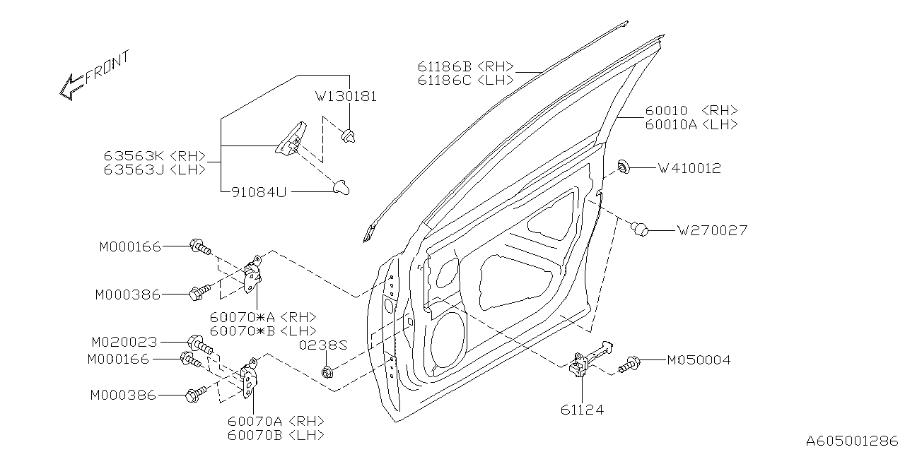 Subaru 60079SJ030 Hinge Assembly Dr F LLH