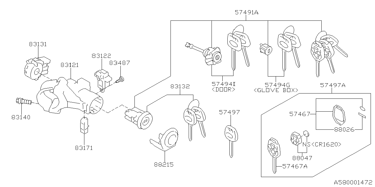 Subaru 57497SJ000 Key Plate Valet