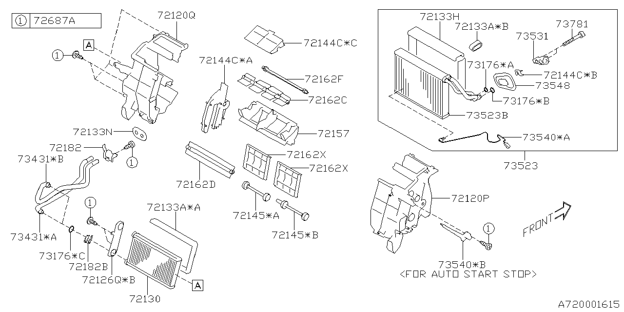 Subaru 72130FL000 Heater Core Complete