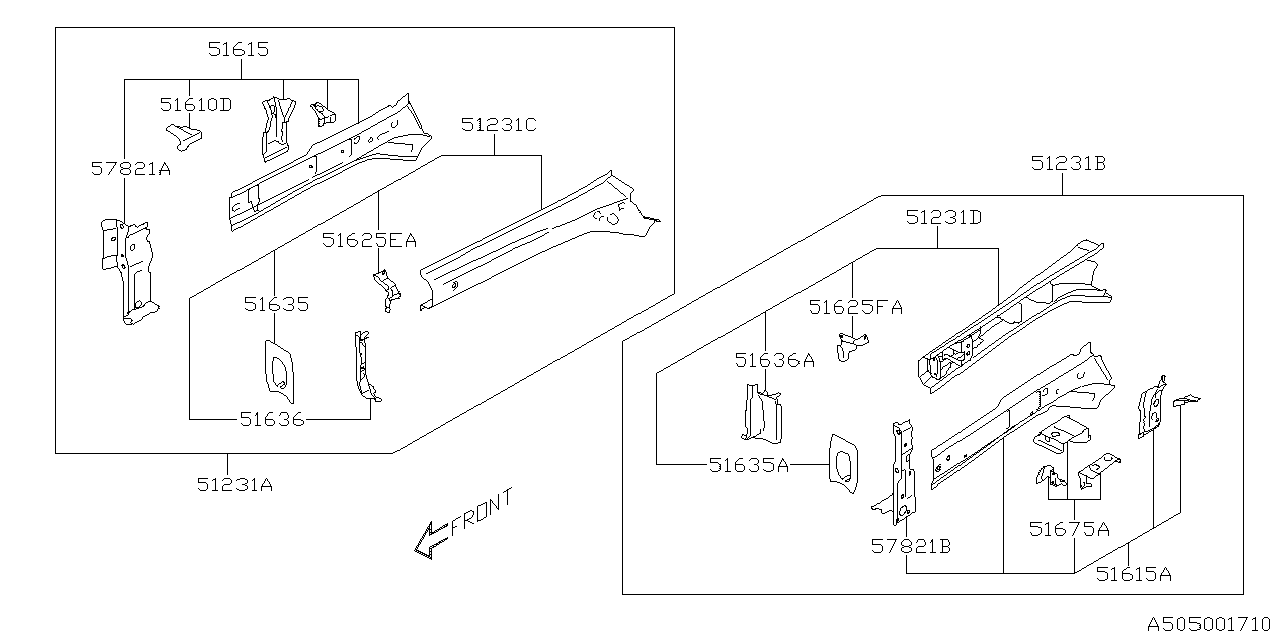 Subaru 51620SJ1709P Frame Sd Ff Sub CLH