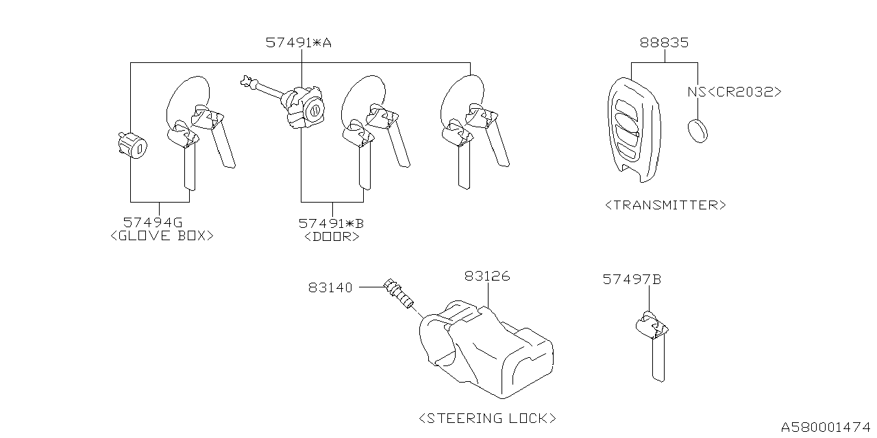 Subaru 57411AL050 Key Kit Smart