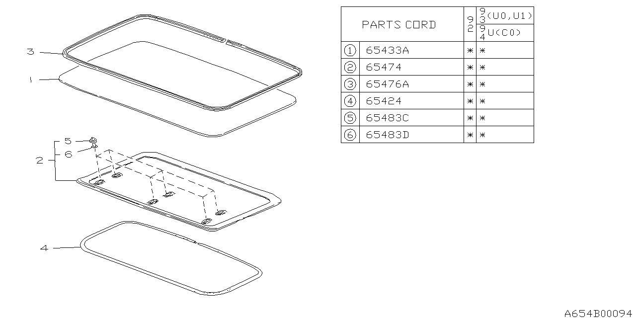 Subaru 65441PA000 Weather Strip Sun Roof