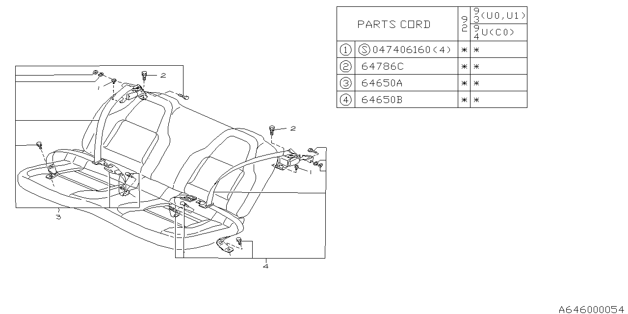 Subaru 64650PA010DO Seat Belt Set Rear RH