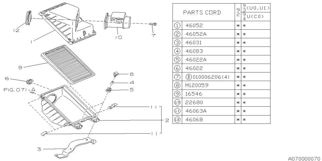 Subaru 46053PA020 Case Upper