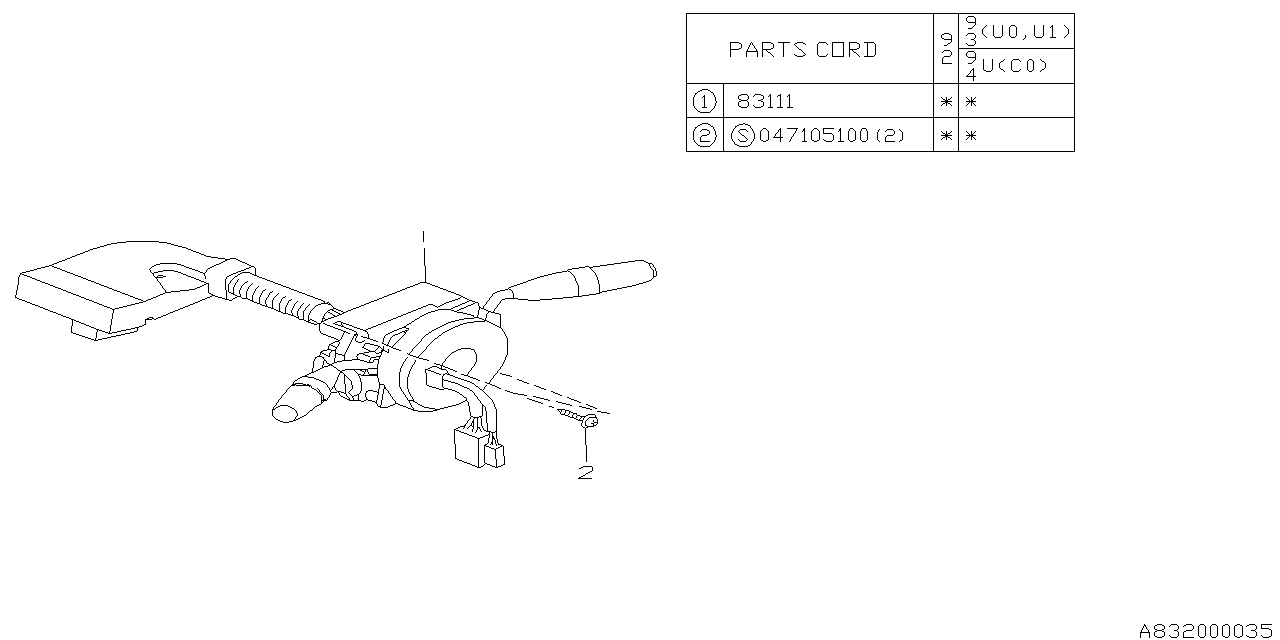 Subaru 83111PA050 Combination Switch