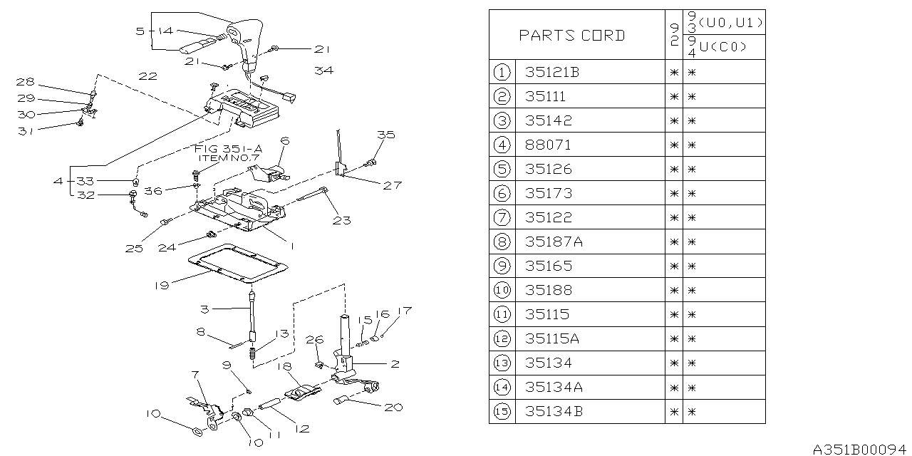 Subaru 35111PA010 Select Lever Assembly