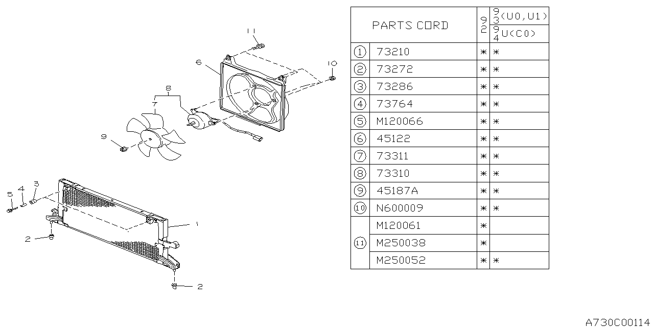 Subaru 73040PA000 FAN/MOTOR Assembly